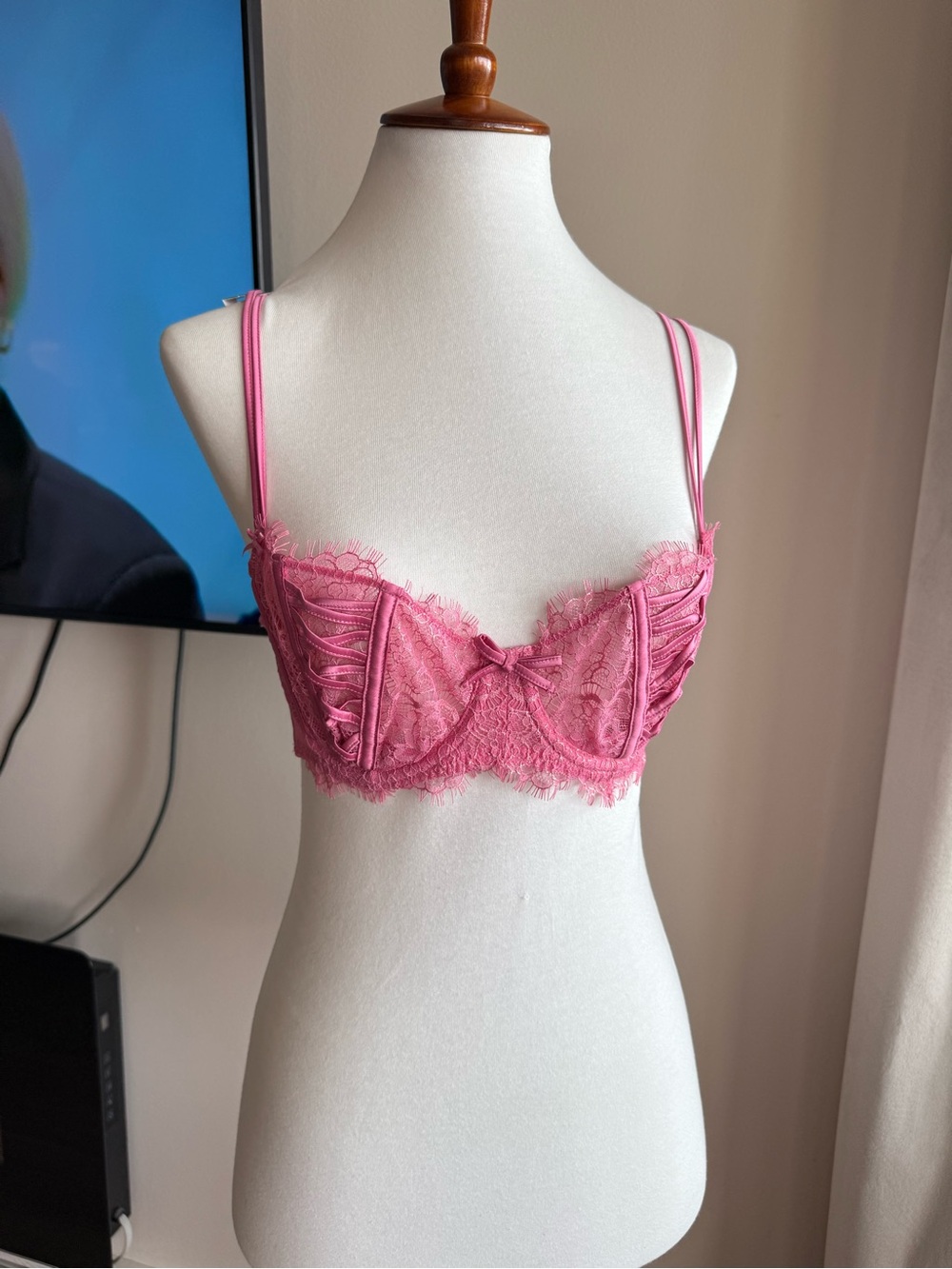 Victoria's Secret Pink Lace Balconette Bra with Double Straps